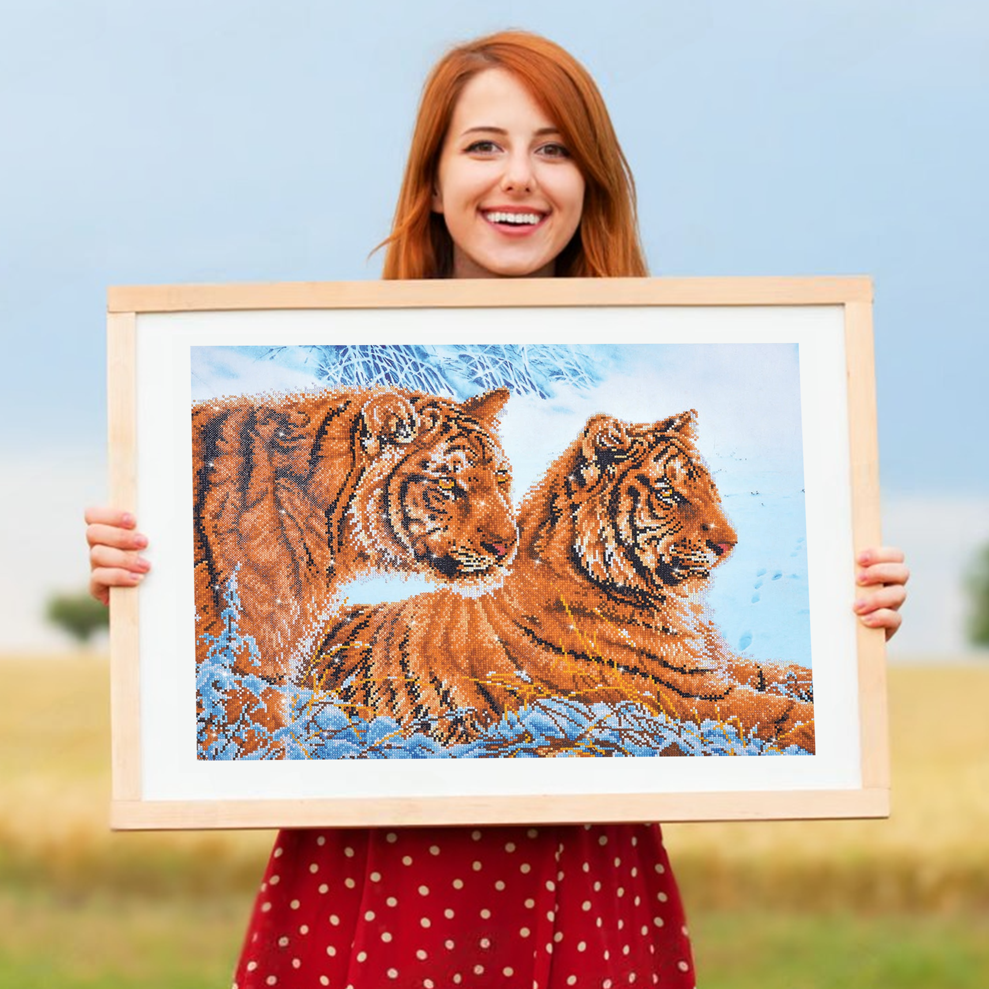 Diamond Dotz Tigers in the Snow - 28.4" x 20.5"