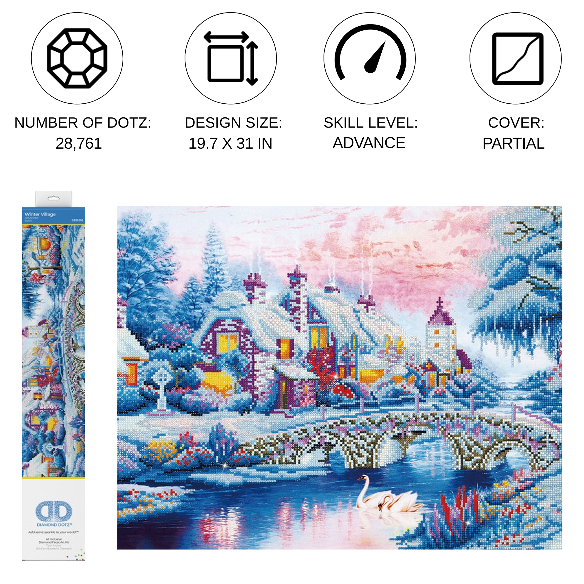 Diamond Dotz Winter Village - 31.1" x 19.7"