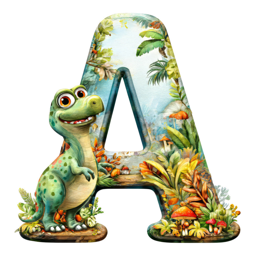 Dino Alphabet Fabric Panel 1