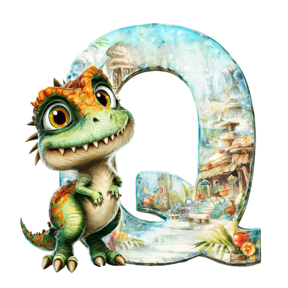 Dino Alphabet Fabric Panel 17