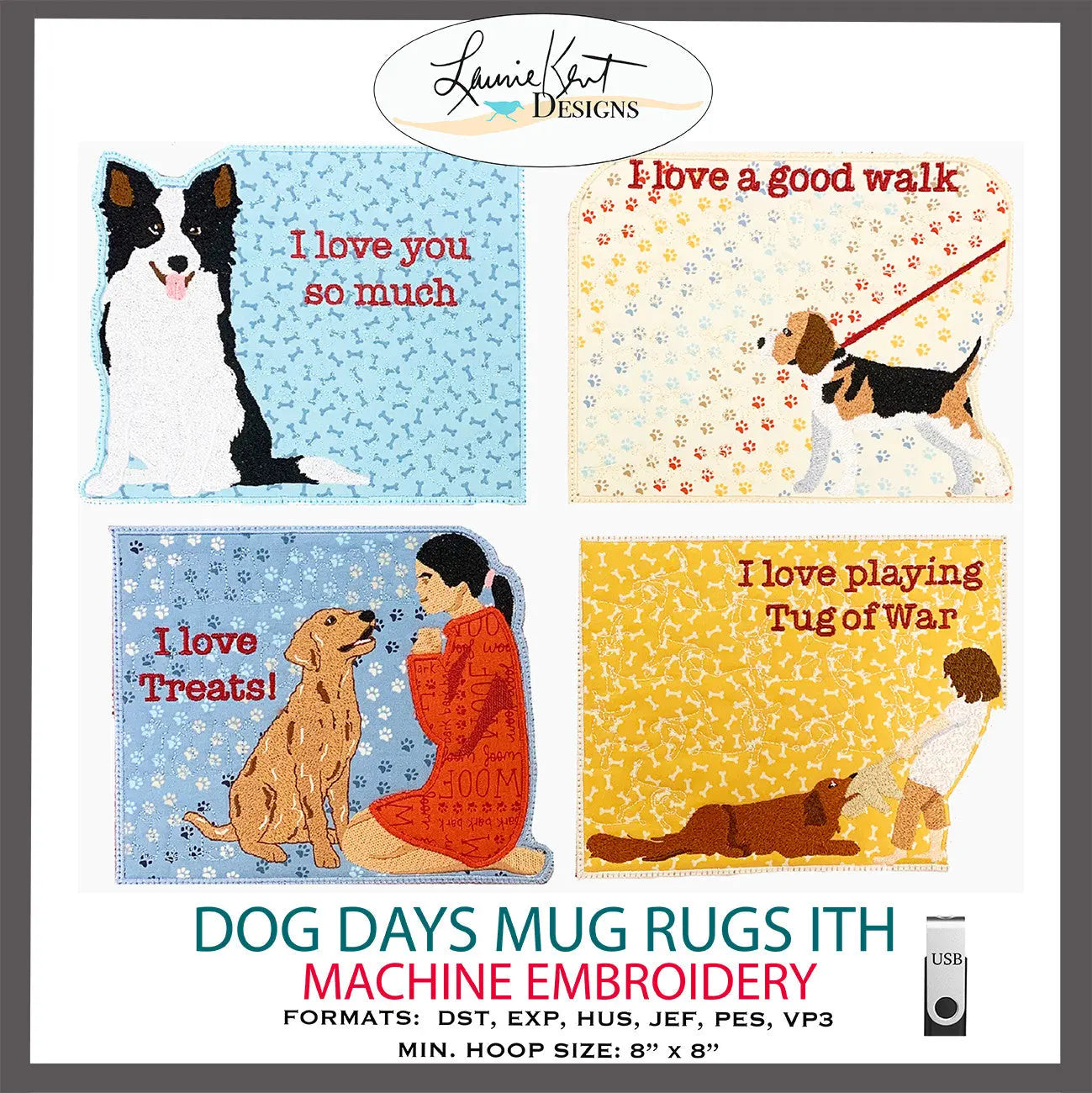 Dog Days Mug Rugs ITH-Embroidery - Linda's Electric Quilters