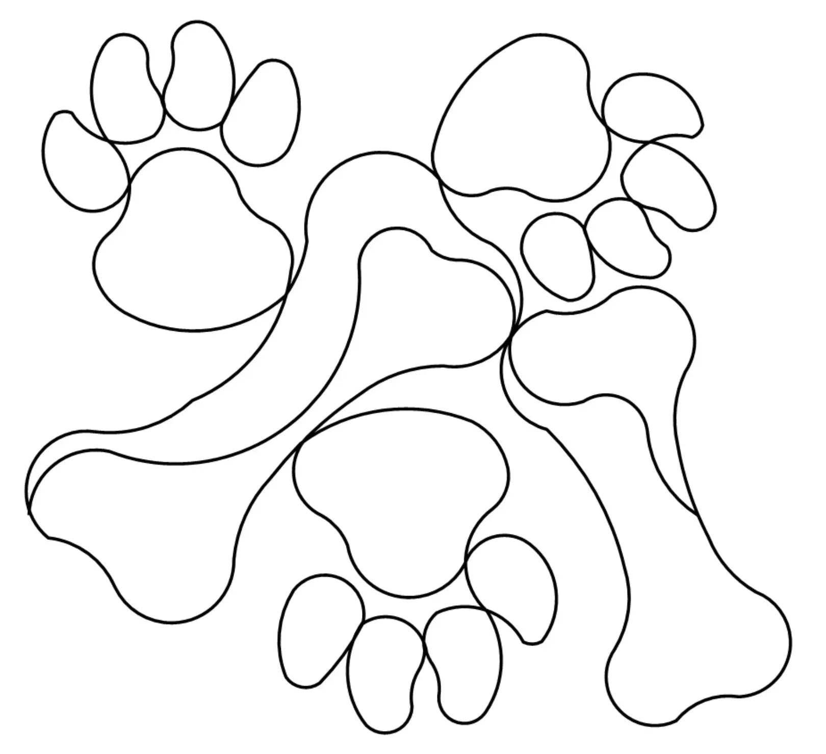 Dog Paws and Bones Digital E2E Wildflower Quilting