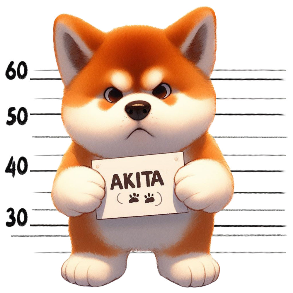 Doggie Mugshots Akita Fabric Panel QuiltingFabricPanels