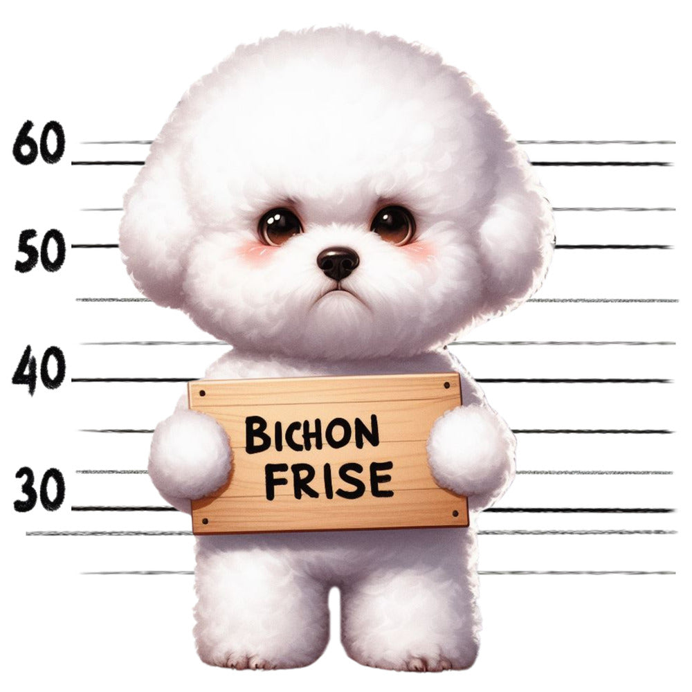 Doggie Mugshots Bichon Frise Fabric Panel