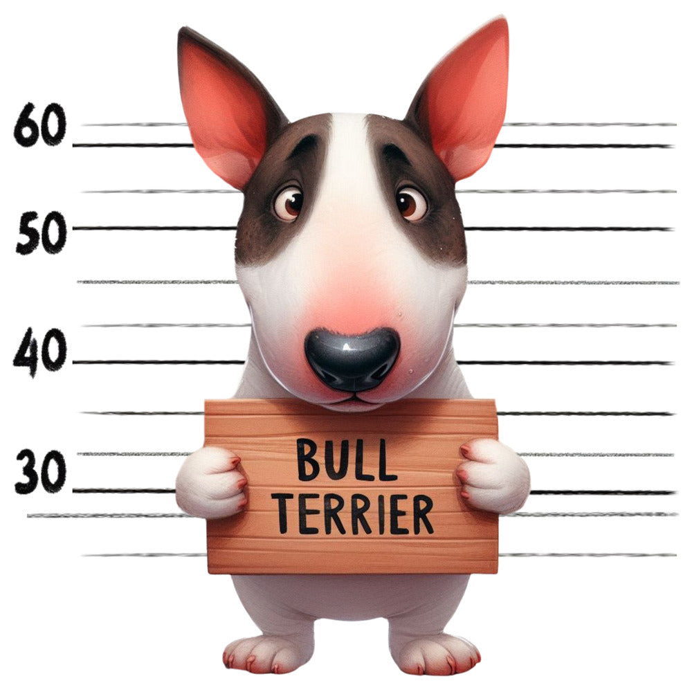 Doggie Mugshots Bull Terrier Fabric Panel