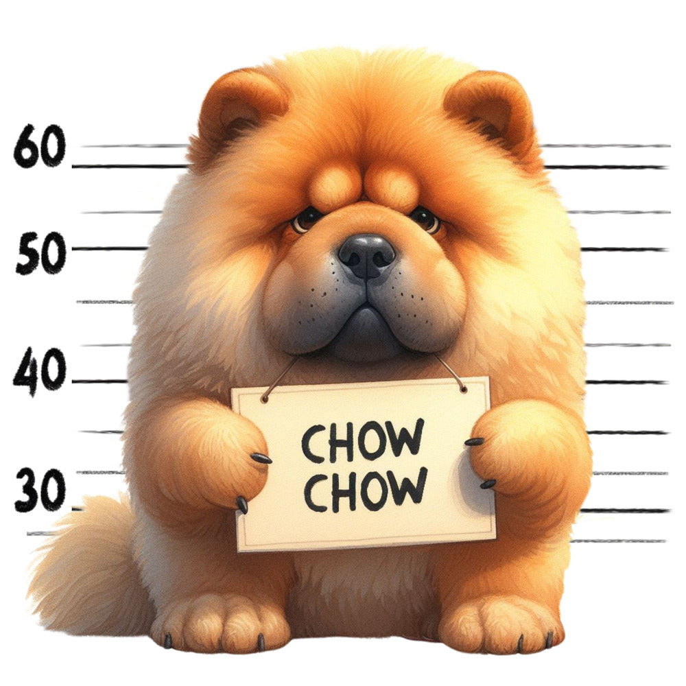 Doggie Mugshots Chow Chow Fabric Panel