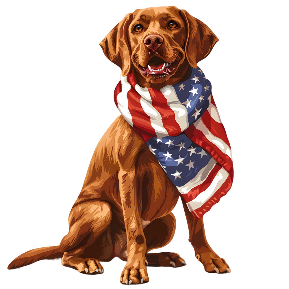 Dogs with American Flag Fabric Panel 13 QuiltingFabricPanels