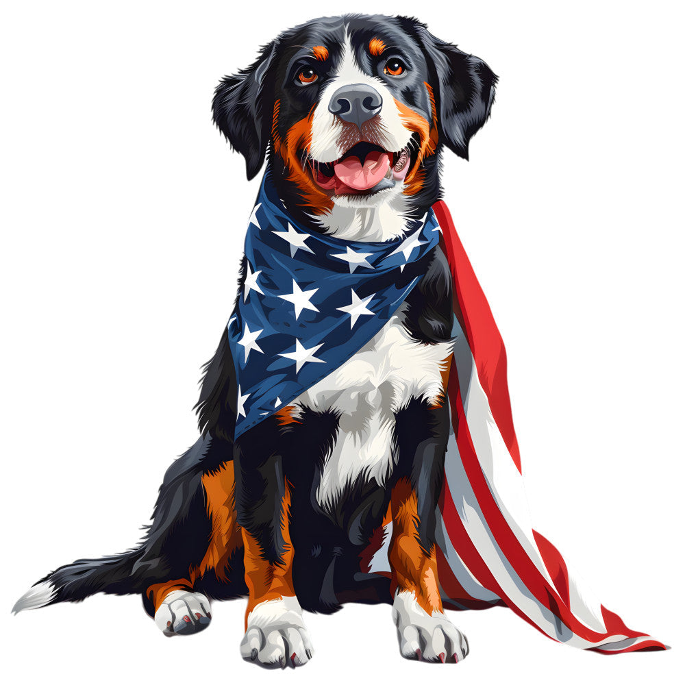 Dogs with American Flag Fabric Panel 29 QuiltingFabricPanels