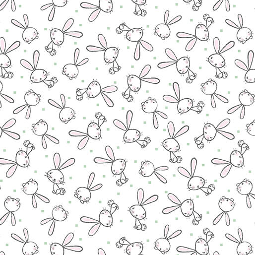 Benartex Doodle Baby Flannel ducky love white cotton flannel by the yard