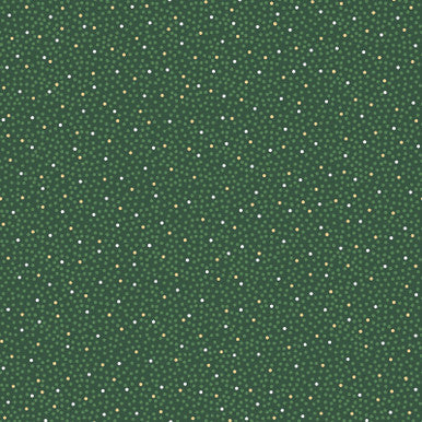 Dots Metallic Green Merry Mix 43"/44" Cotton Fabric Per Yard