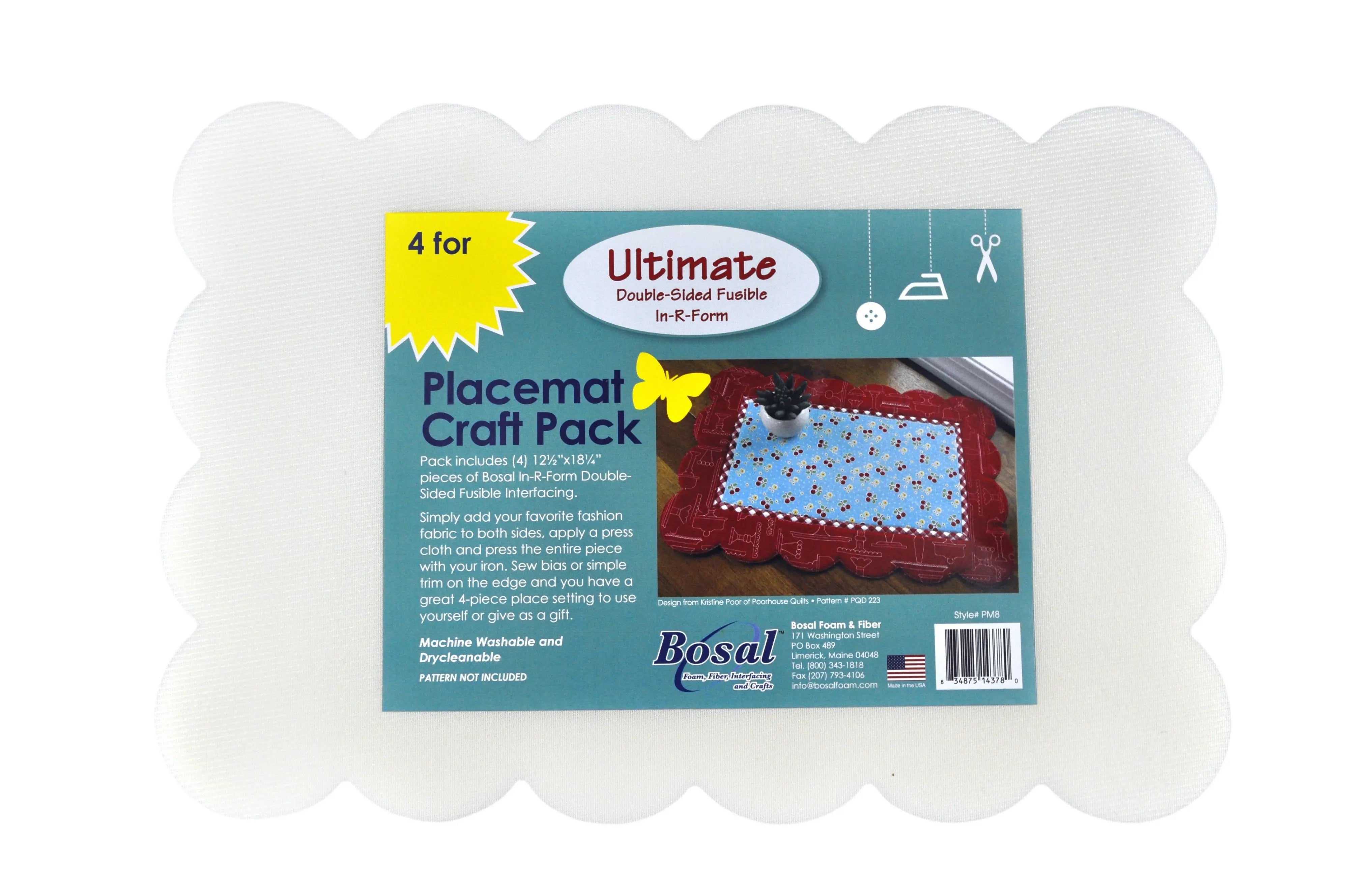 Double Sided Fusible Placemat Craft Pack 12-1/2in x 18-1/4in 4pk - Linda's Electric Quilters
