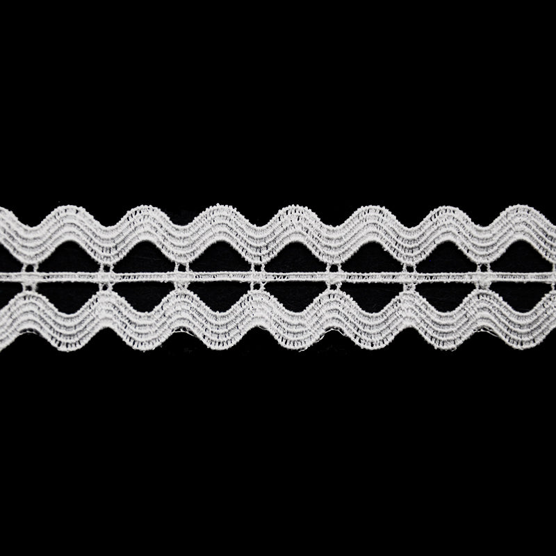 Double Wave Lace Trim, 1-inch X 5 Yards – Scalloped Ric Rac Openwork Border