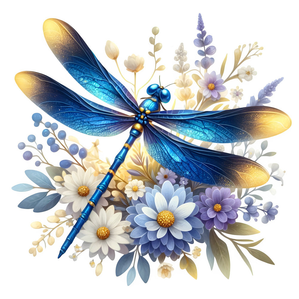 Dragonfly Flower Fabric Panel 1