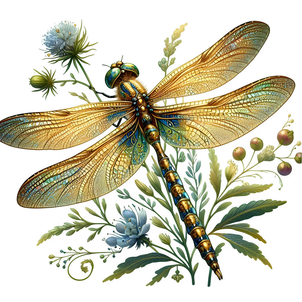 Dragonfly Flower Fabric Panel 10
