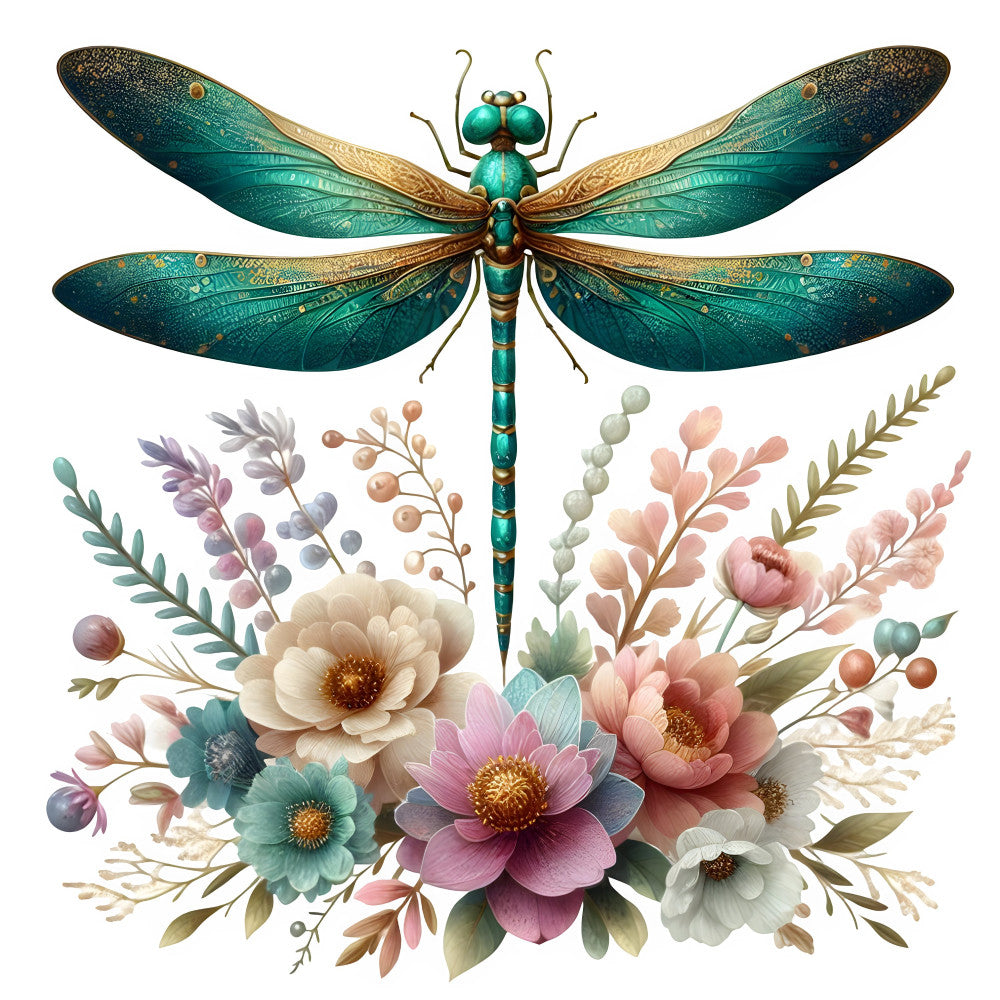 Dragonfly Flower Fabric Panel 13