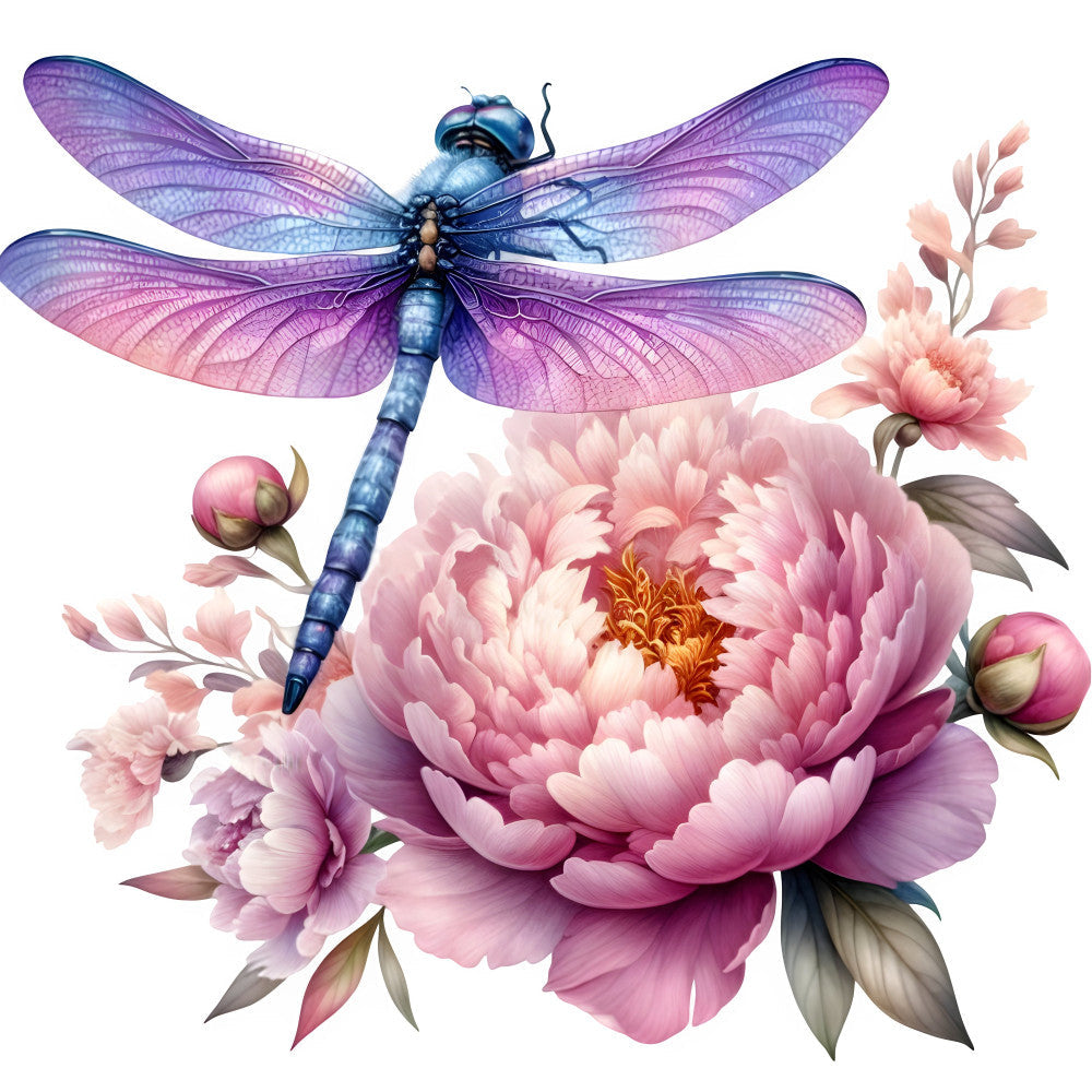 Dragonfly Flower Fabric Panel 14