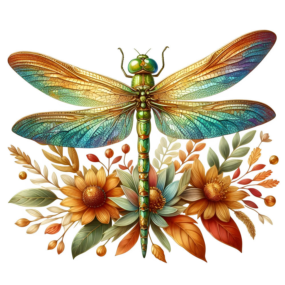 Dragonfly Flower Fabric Panel 5