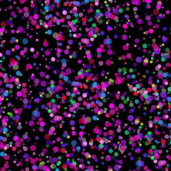 Dragonfly Illusion Black Electric Spots Cotton 44"/45" Fabric Per Yard