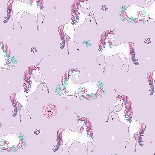 Dreamers - Unicorns - Light Pink 44" / 45" Fabric Per Yard The Fabric Company