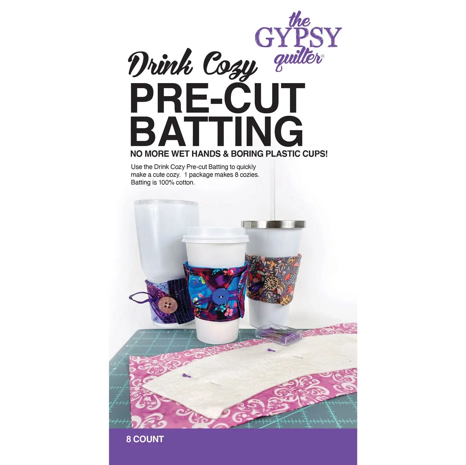 Drink Cozy Pre-Cut Batting 8ct - Linda's Electric Quilters