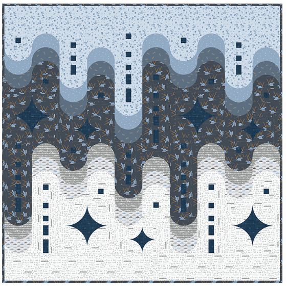 Fossil Folks Drip Quilt Kit with FIGO Fabrics dinosaur prints and Drip pattern by Taralee Quiltery 60 x 60 throw