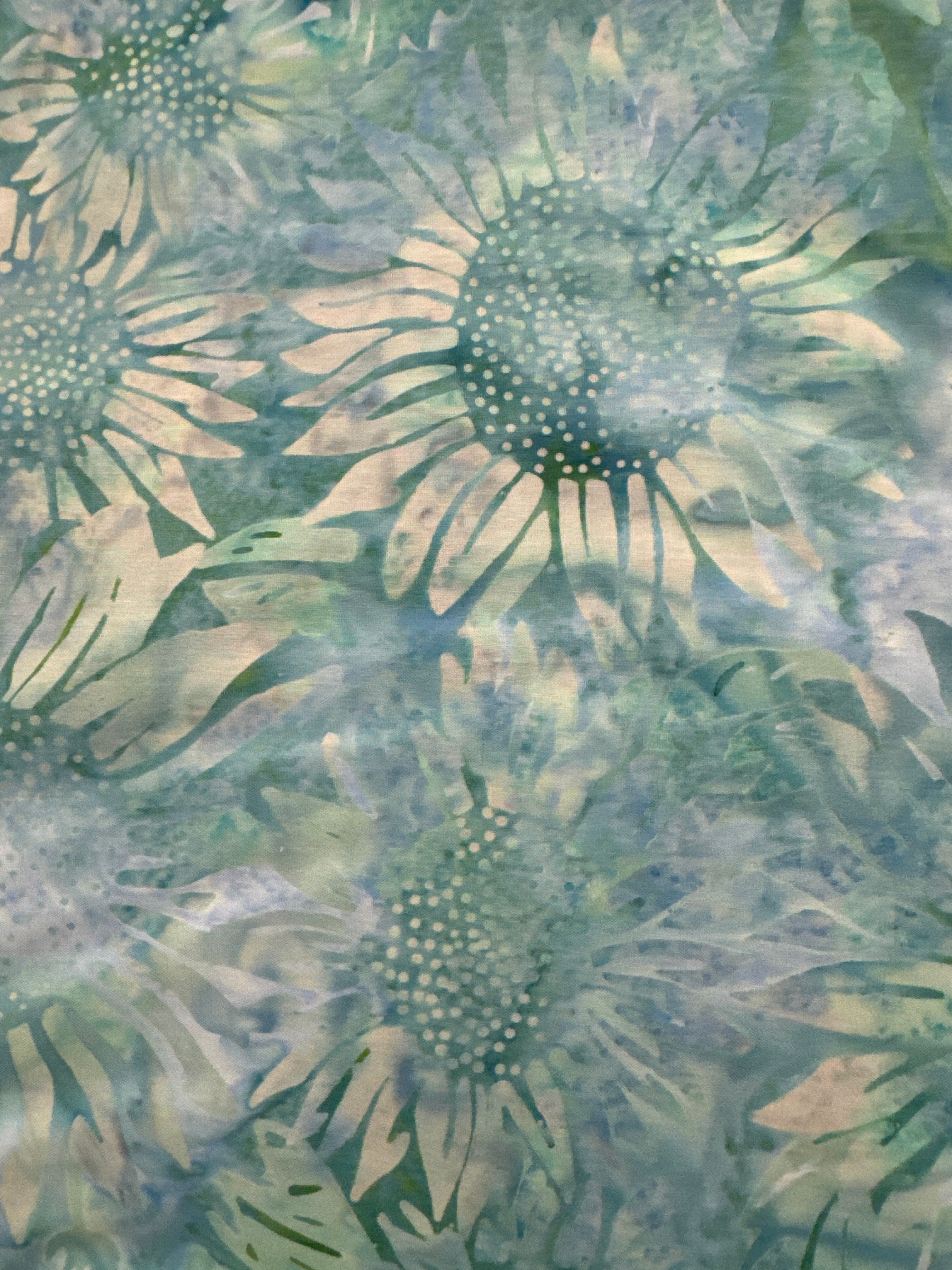 Seafoam Sunflowers green floral quilting fabric by Hoffman Fabrics