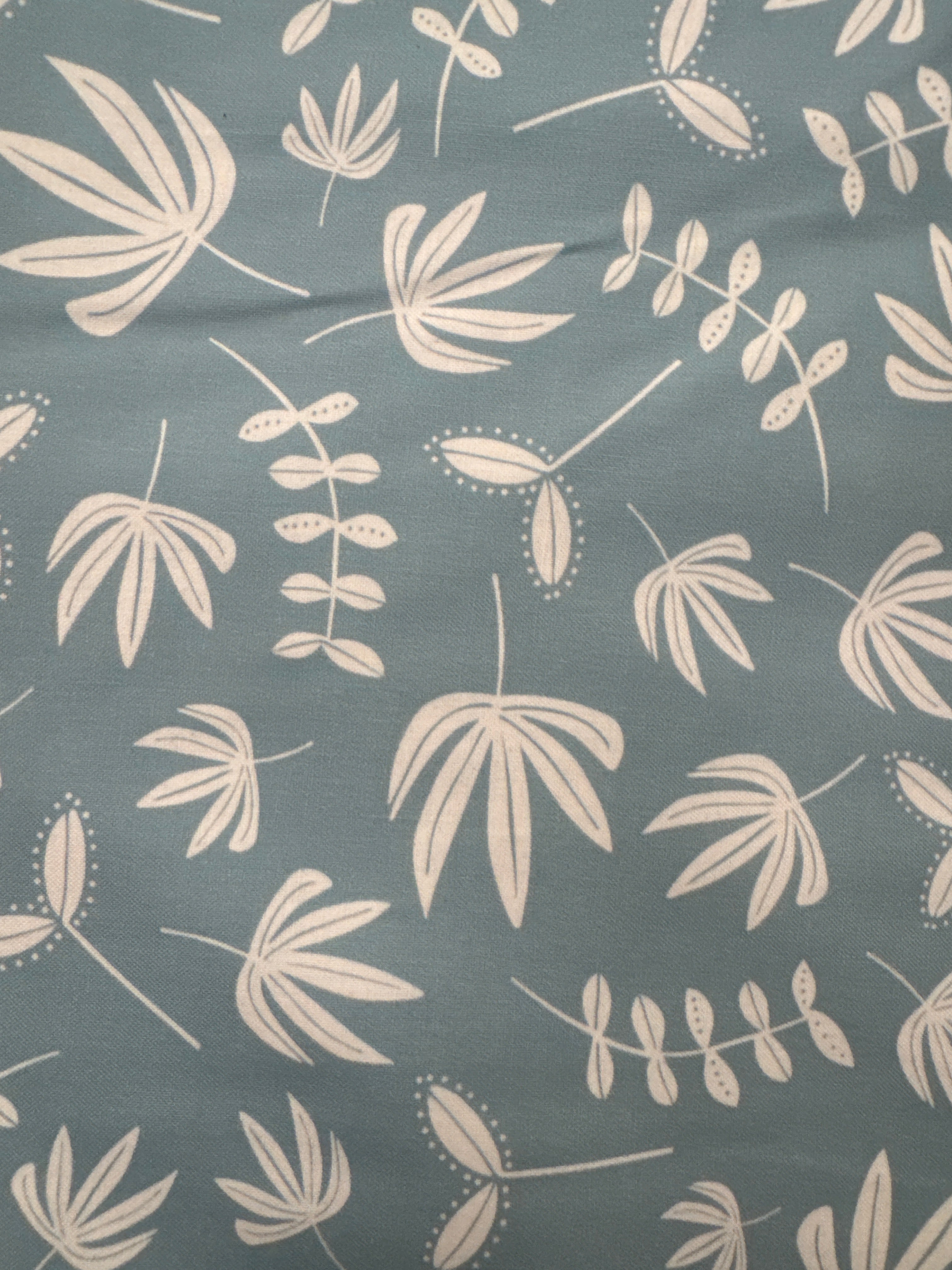 Hand Stitched Blue Plants blender quilting fabric by Figo