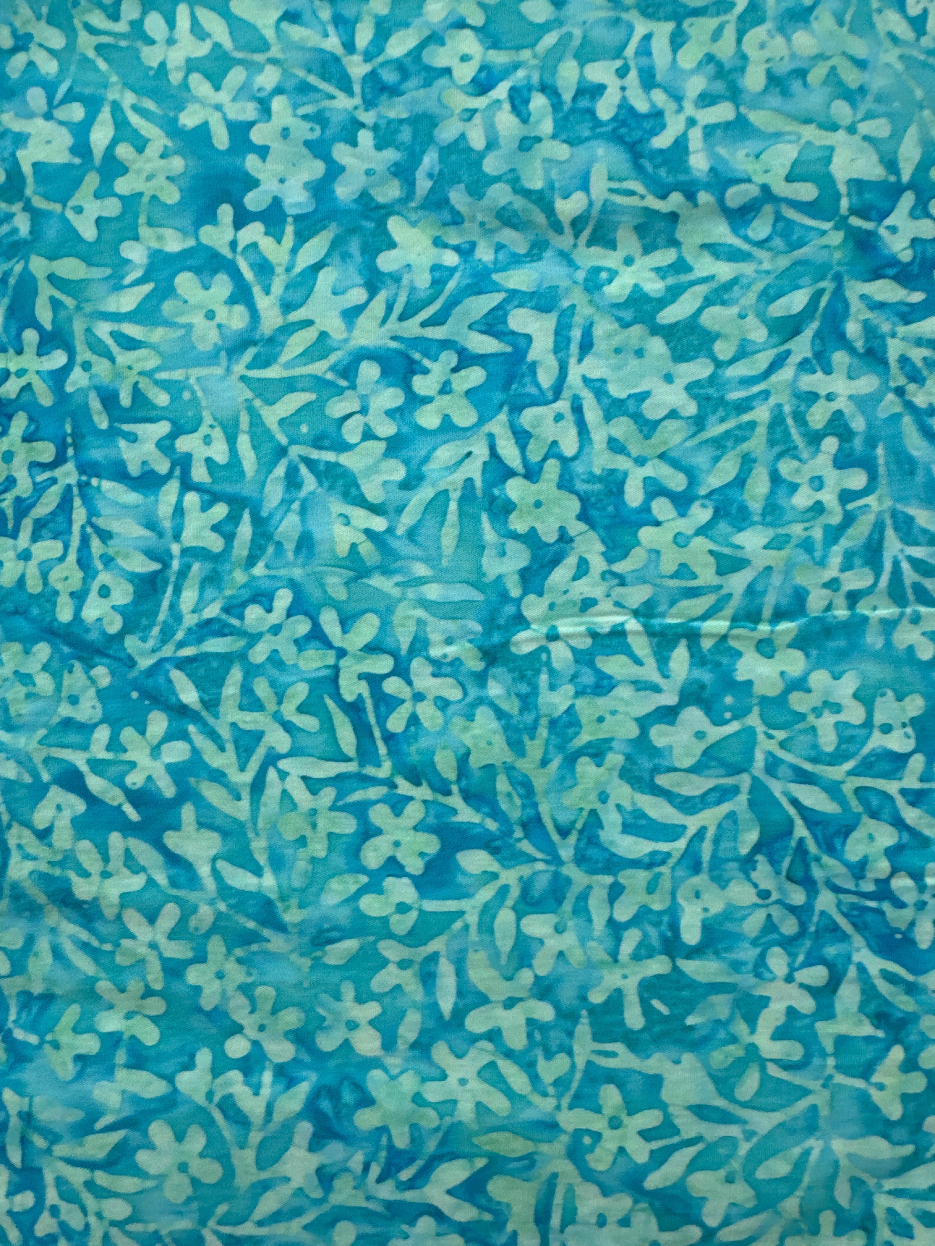 Neon Aqua Flower Bush floral quilting fabric by Andover Fabrics