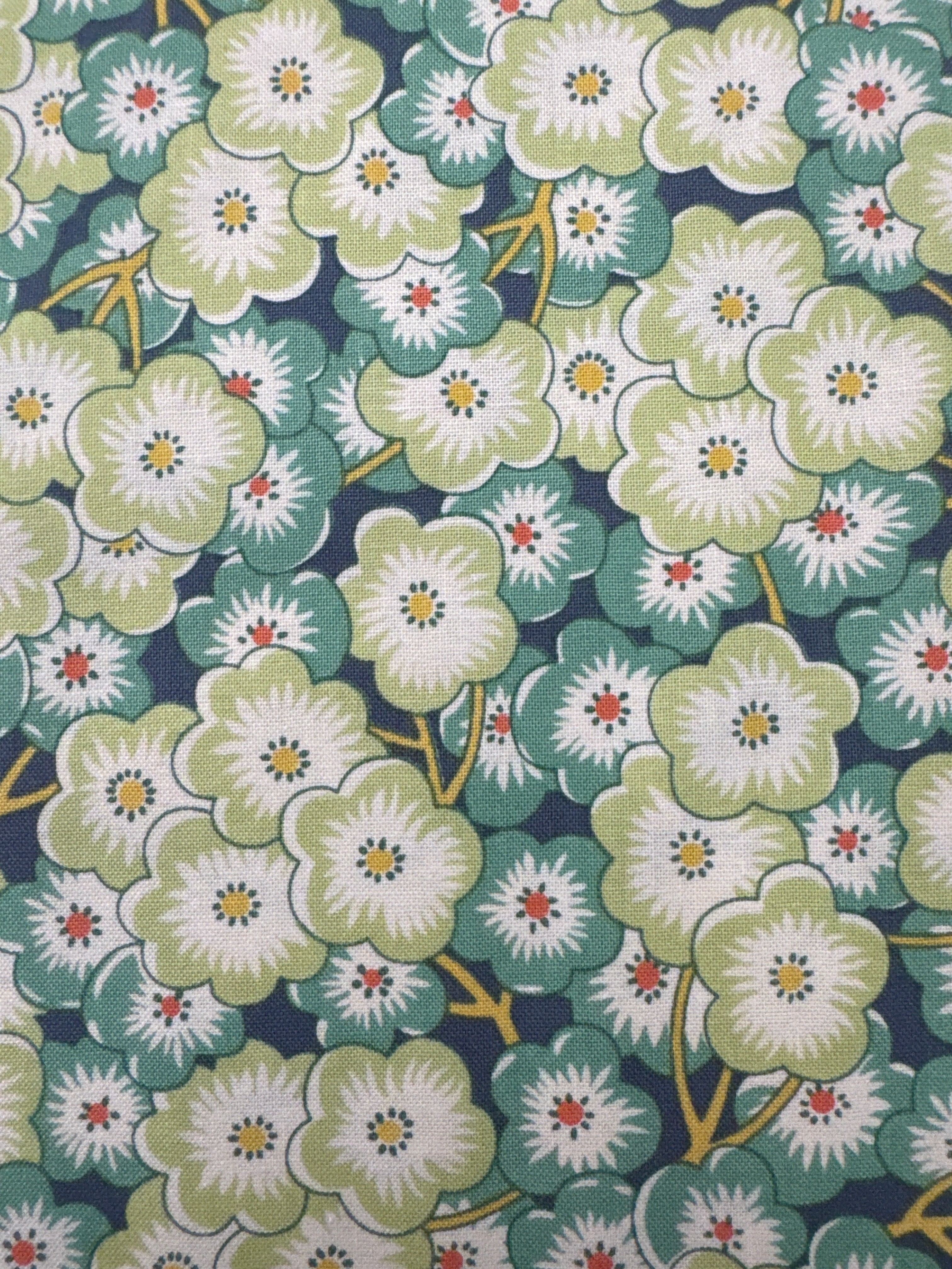 Sweet Ride Green Flowers floral quilting fabric by Andover Fabrics