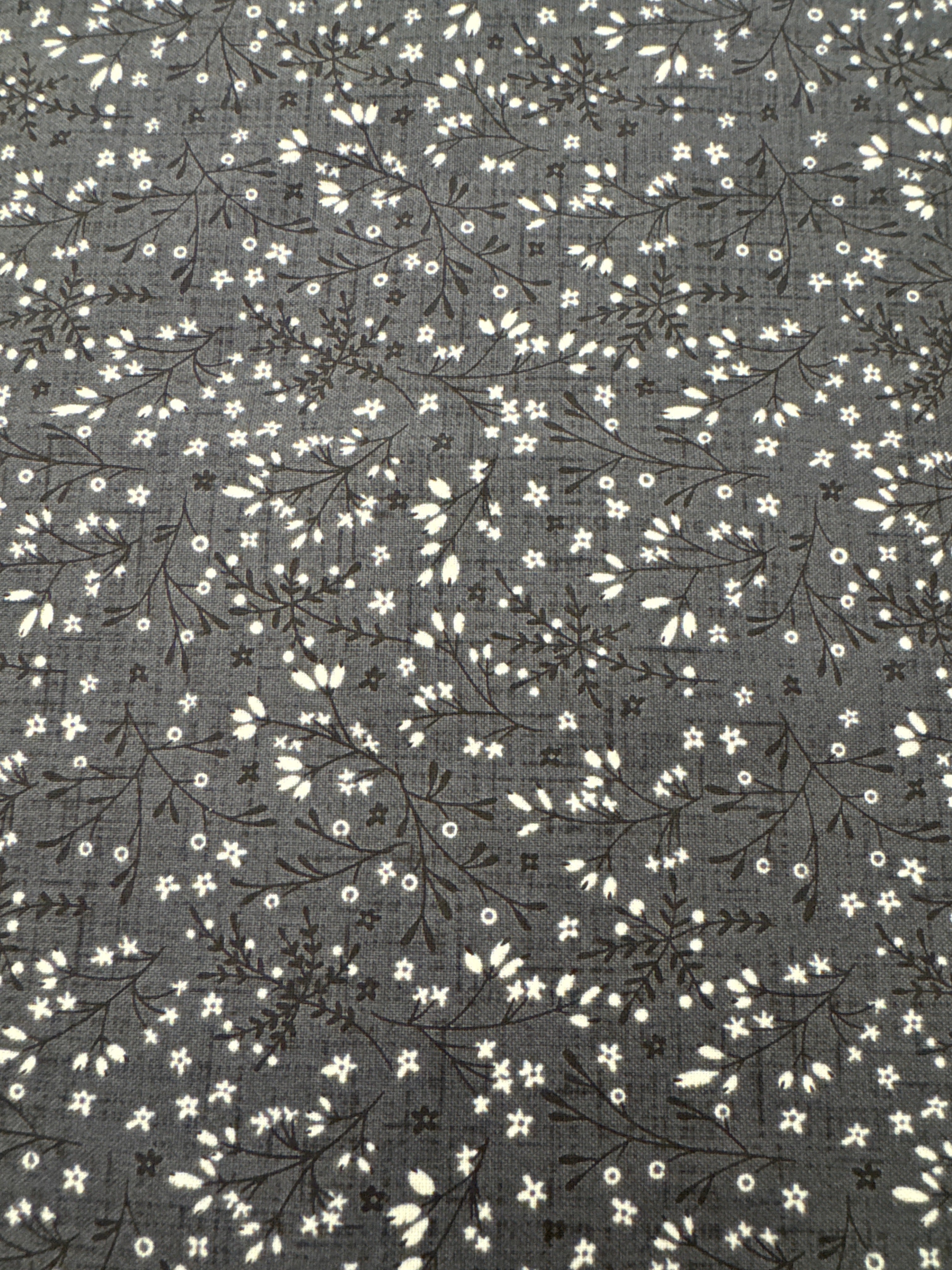 Grassland Ditsy Floral Gray quilting fabric by Figo