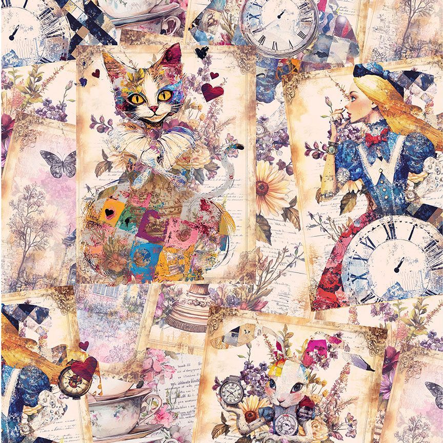 Multi Alice's Dream Collage Fitness Fanatic 44"/45" Fabric Per Yard
