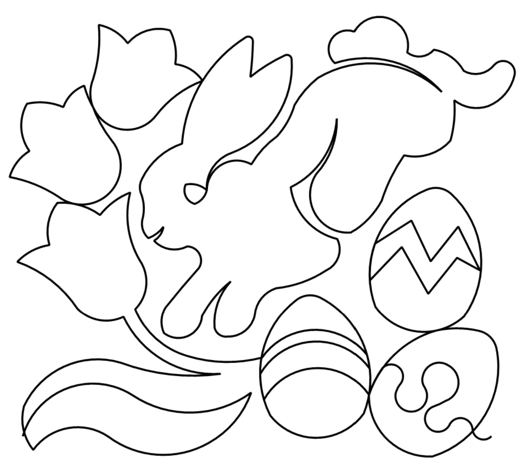 Easter Digital E2E Wildflower Quilting Pantograph Close Up