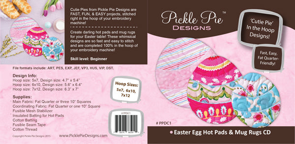 Easter Egg Hot Pads In the Hoop Embroidery Design Collection