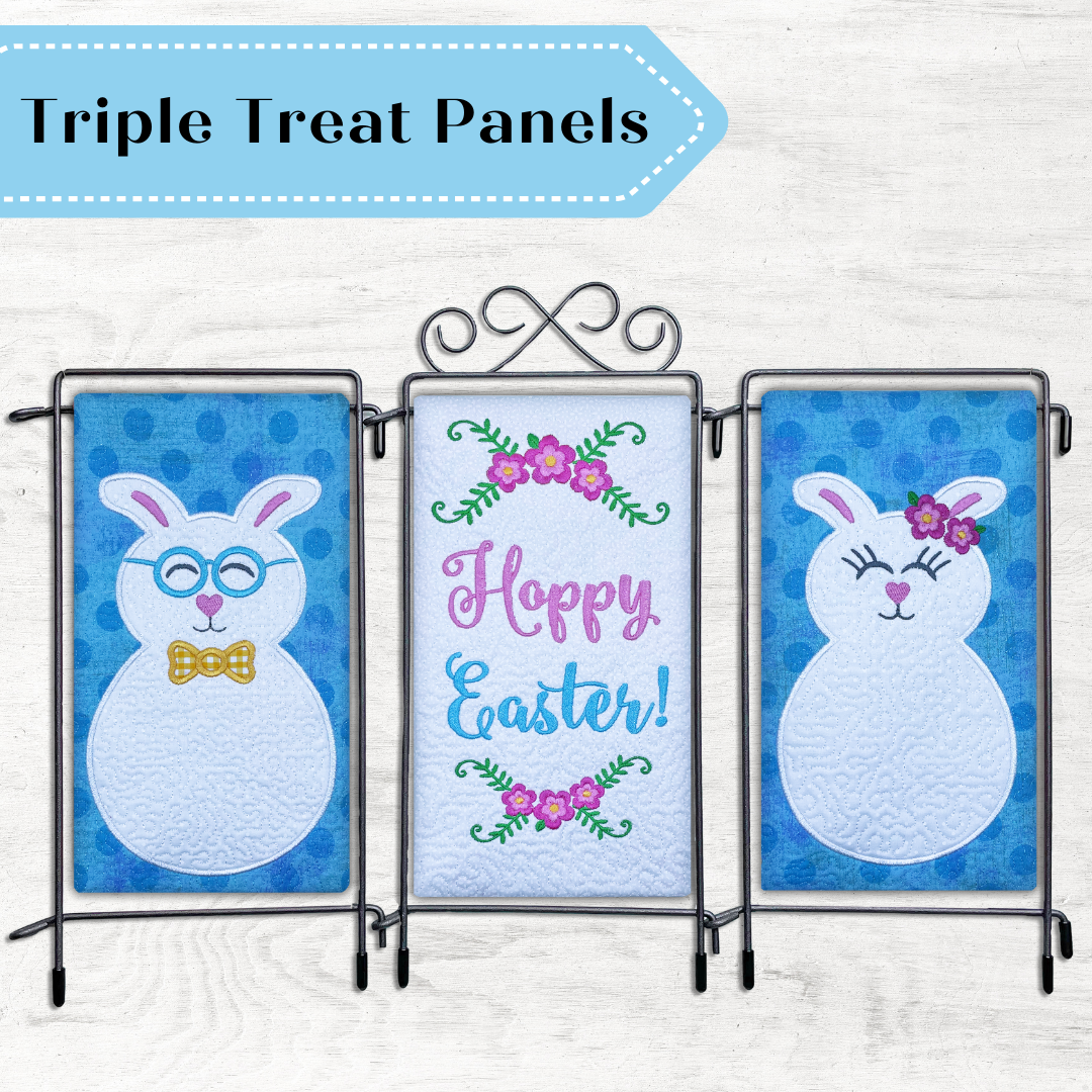 Easter Triple Panels In the Hoop Machine Embroidery Design Set
