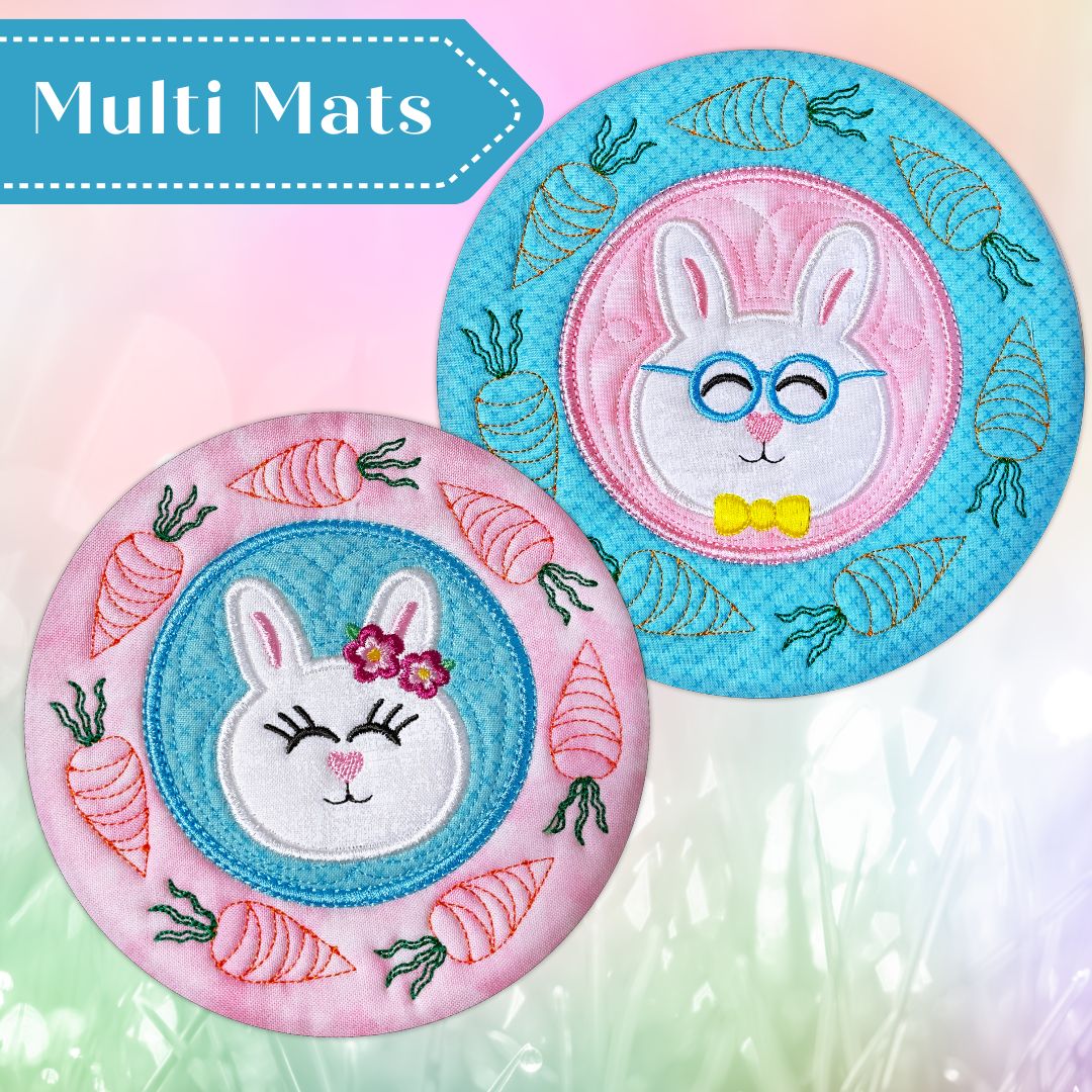 Easter Bunny Multi Mats In the hoop Machine Embroidery Design