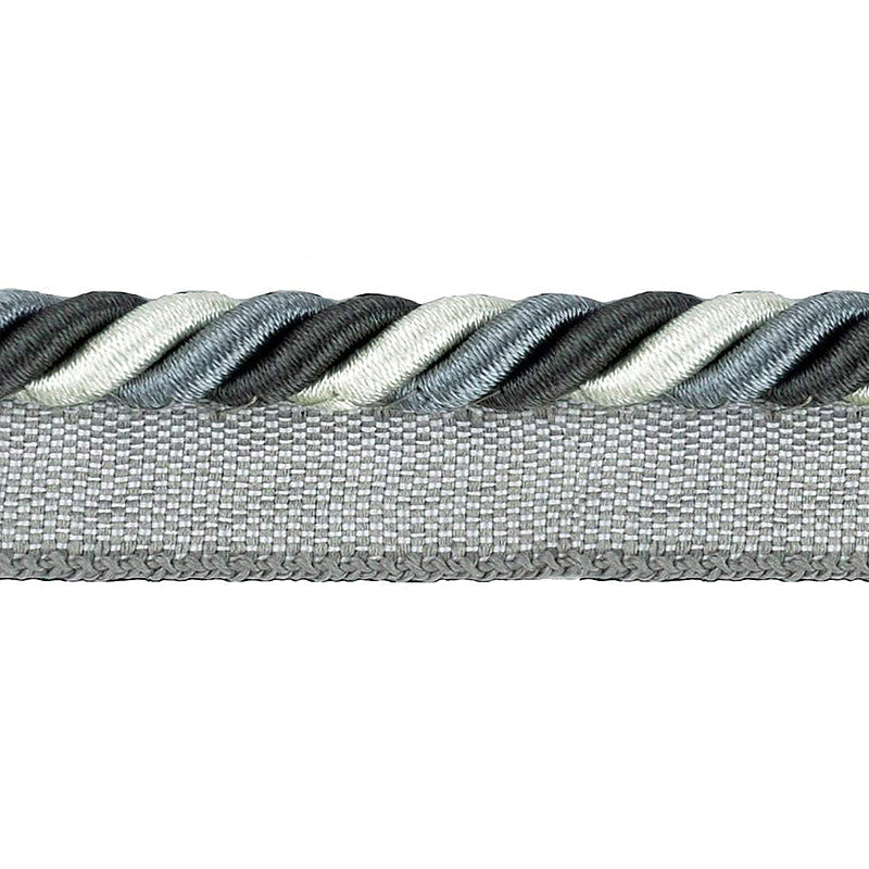 Elegance Collection - 3/8" CORD WITH LIP (50 Yard Roll) - BC-1023-49/11 Grey and White