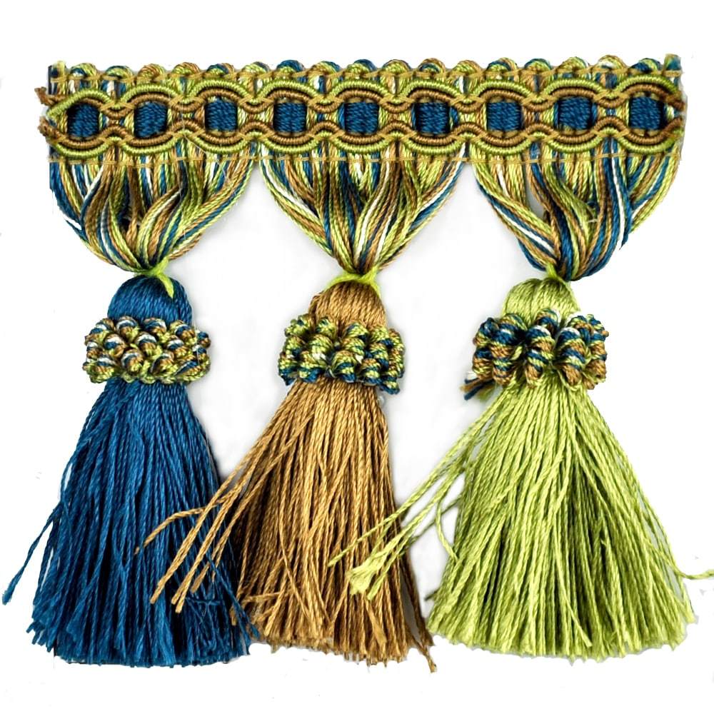 Elegance Collection - 3" Tassel Fringe (25 Yard Roll) - BF-1478-14/23 Mint and Teal