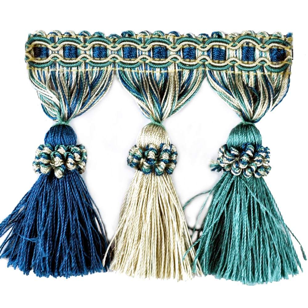 Elegance Collection - 3" Tassel Fringe (25 Yard Roll) - BF-1478-23/33 Royal Blue and Turquoise