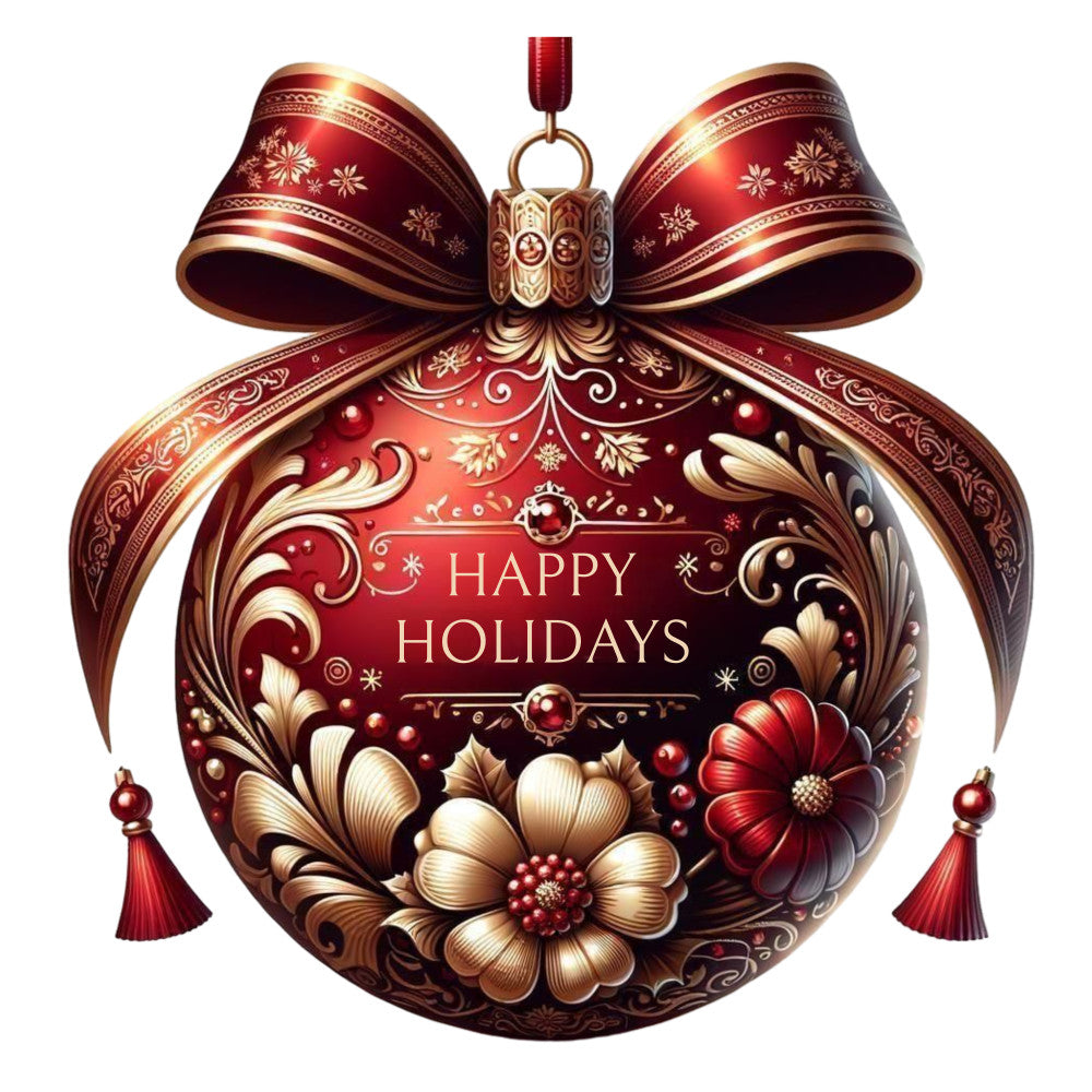 Elegant Christmas Ball Ornaments Fabric Panel 16