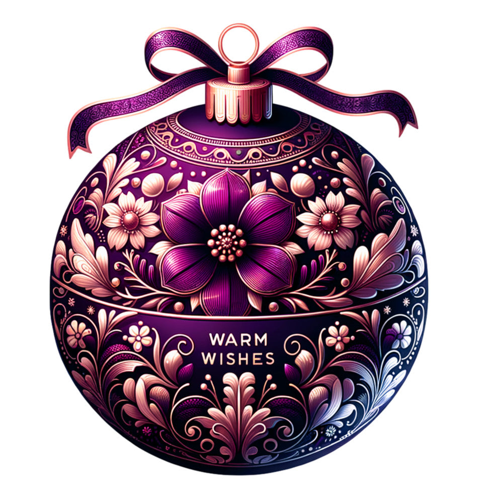 Elegant Christmas Ball Ornaments Fabric Panel 2