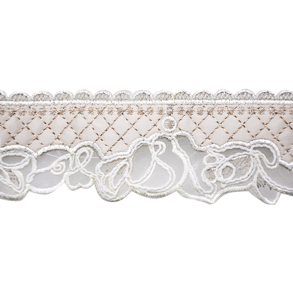 Elegant Lace Trimming - 4" Width (23-30 Yard Roll) - BR-7542-28 Ivory