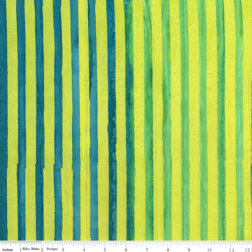 Elementals Batiks Get in Line Limeade hand-dyed batik quilting fabric by Riley Blake Designs, lime green linear cotton batik, sold by the yard