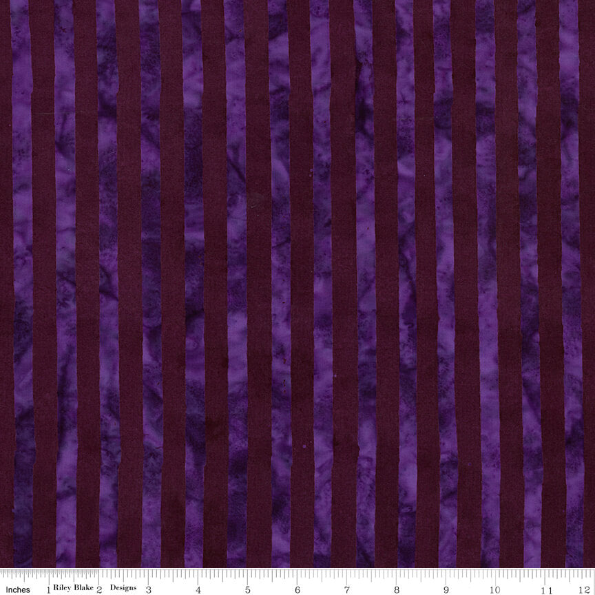 Elementals Batiks - Get in Line - Plum Dressing 44"/45" Fabric Per Yard