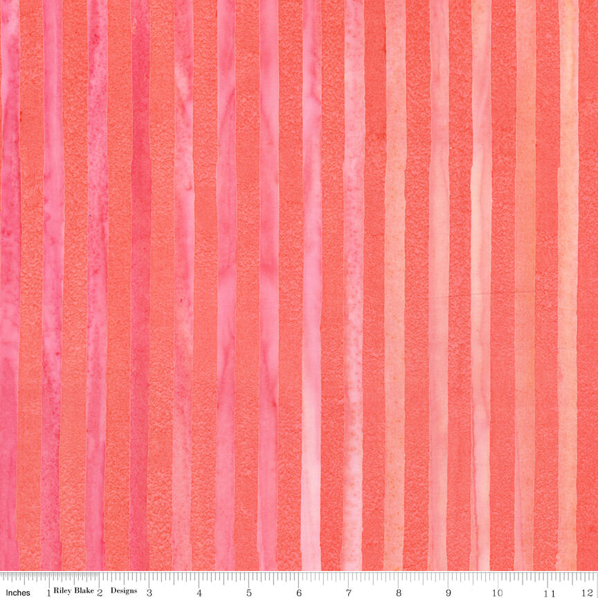 Elementals Batiks - Get in Line - Salmon Run 44"/45" Fabric Per Yard