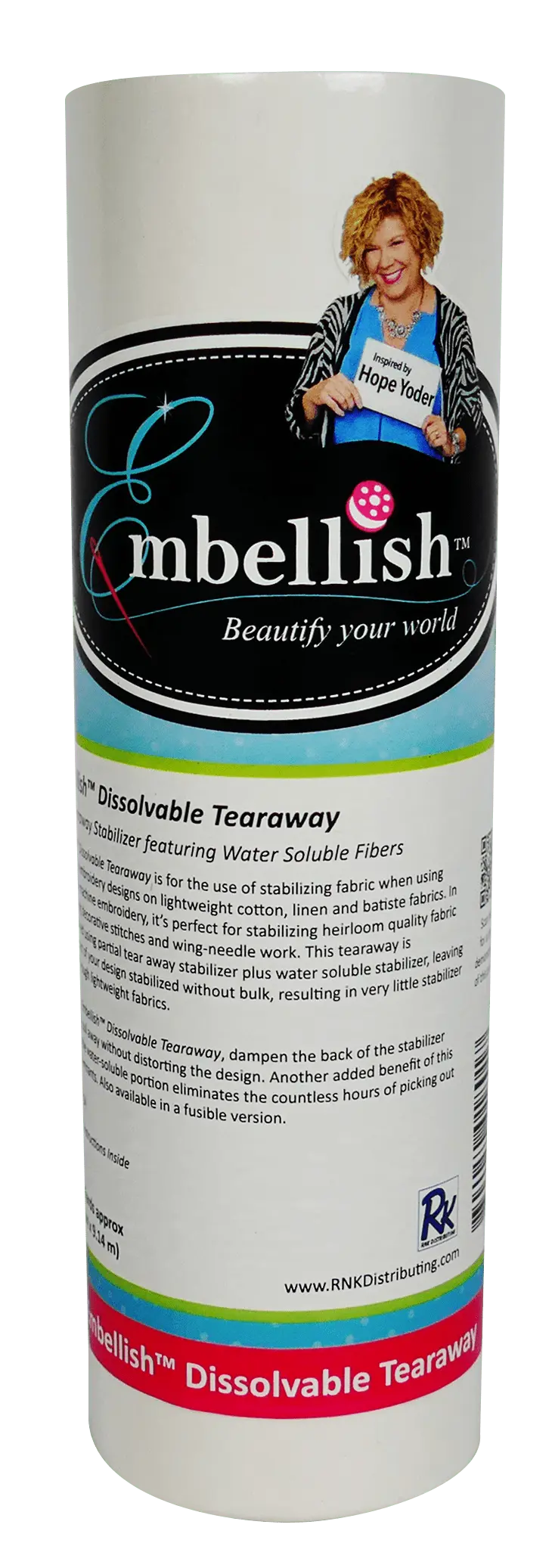 Embellish Dissolvable Tearaway 9" x 10 yds - Linda's Electric Quilters