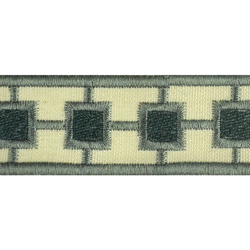 Embossed Decorative Trim Tape - 1 1/4" Width (25 Yard Roll) - BR-7331-33 Turquoise/Beige