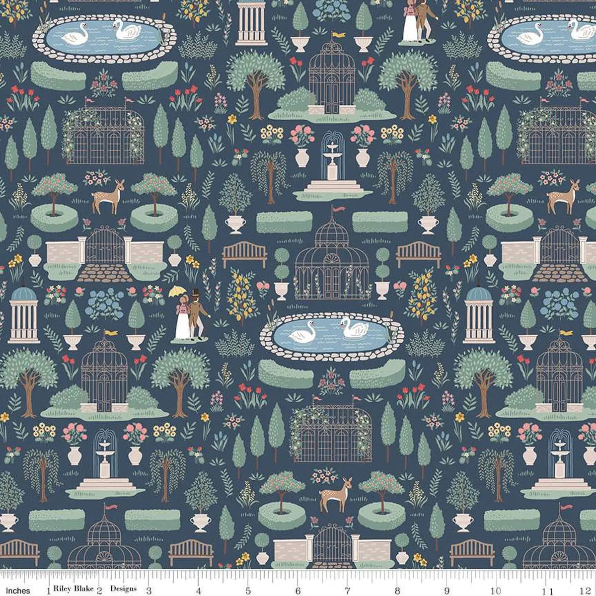 Emma Highbury Navy 43"/44" Fabric Per Yard Riley Blake Designs