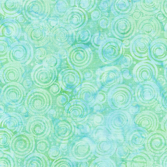 Essence Circle in Circle-Teal Aqua Batik 44"/45" Fabric Per Yard