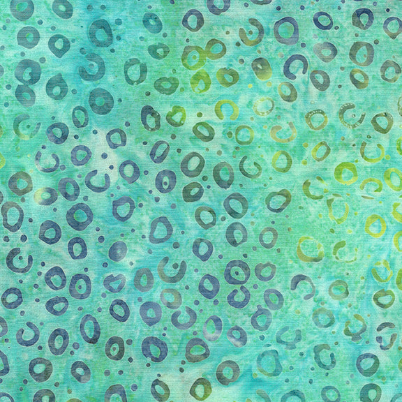 Essence Round and Round-Teal Aqua Batik 44"/45" Fabric Per Yard