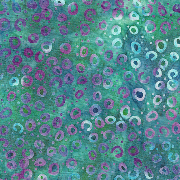 Essence Round and Round-Teal Bermuda Batik 44"/45" Fabric Per Yard